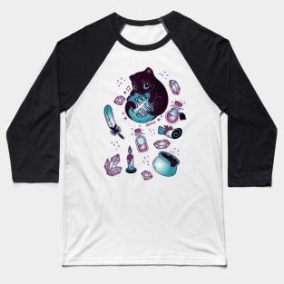 Purr meowgic black magic cat Baseball T-Shirt